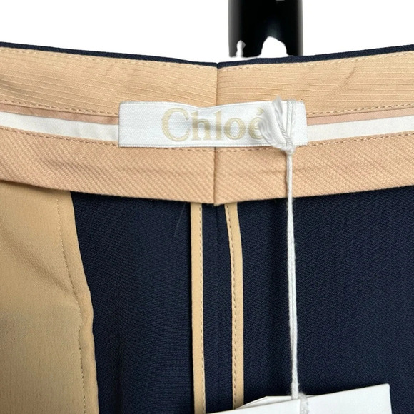 Chloé Size 14 NEW Pantalon Dark Marine Made in Italy Navy Blue Career Tags Pleat - Picture 13 of 15